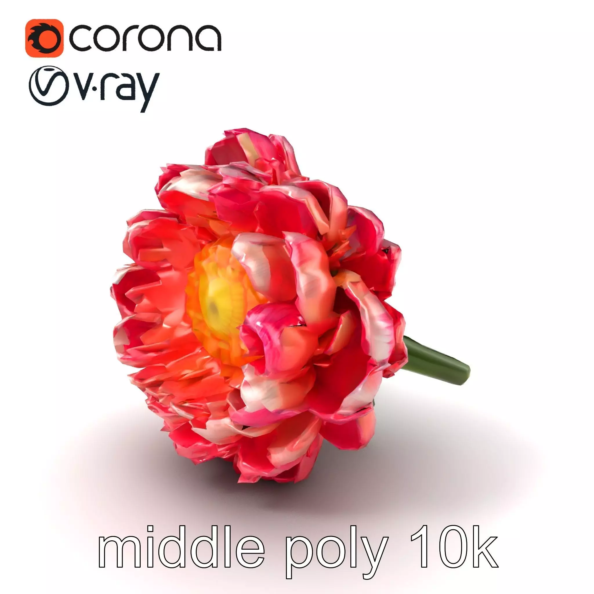 Vivid Ranunculus Flower Sculpture model pack Low-poly 3D model