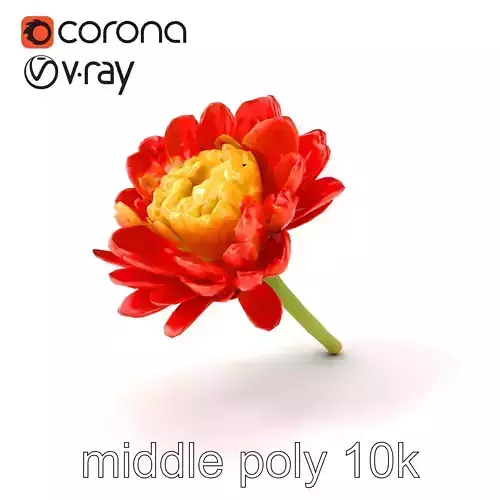 Vivid Red Ranunculus Flower 3D Model Pack