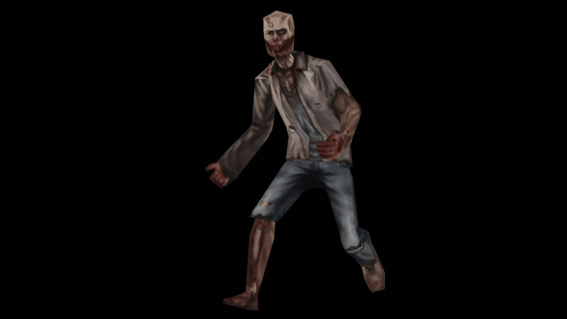 3D model PS1 N64 Low Poly Zombie 1 Monster Enemy NPC VR / AR / low