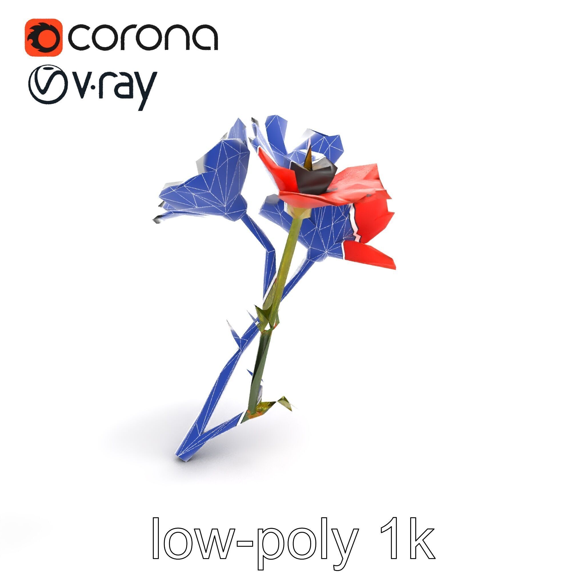 Papaver Minor Small Flower Model Pack Low-poly 3D model_19