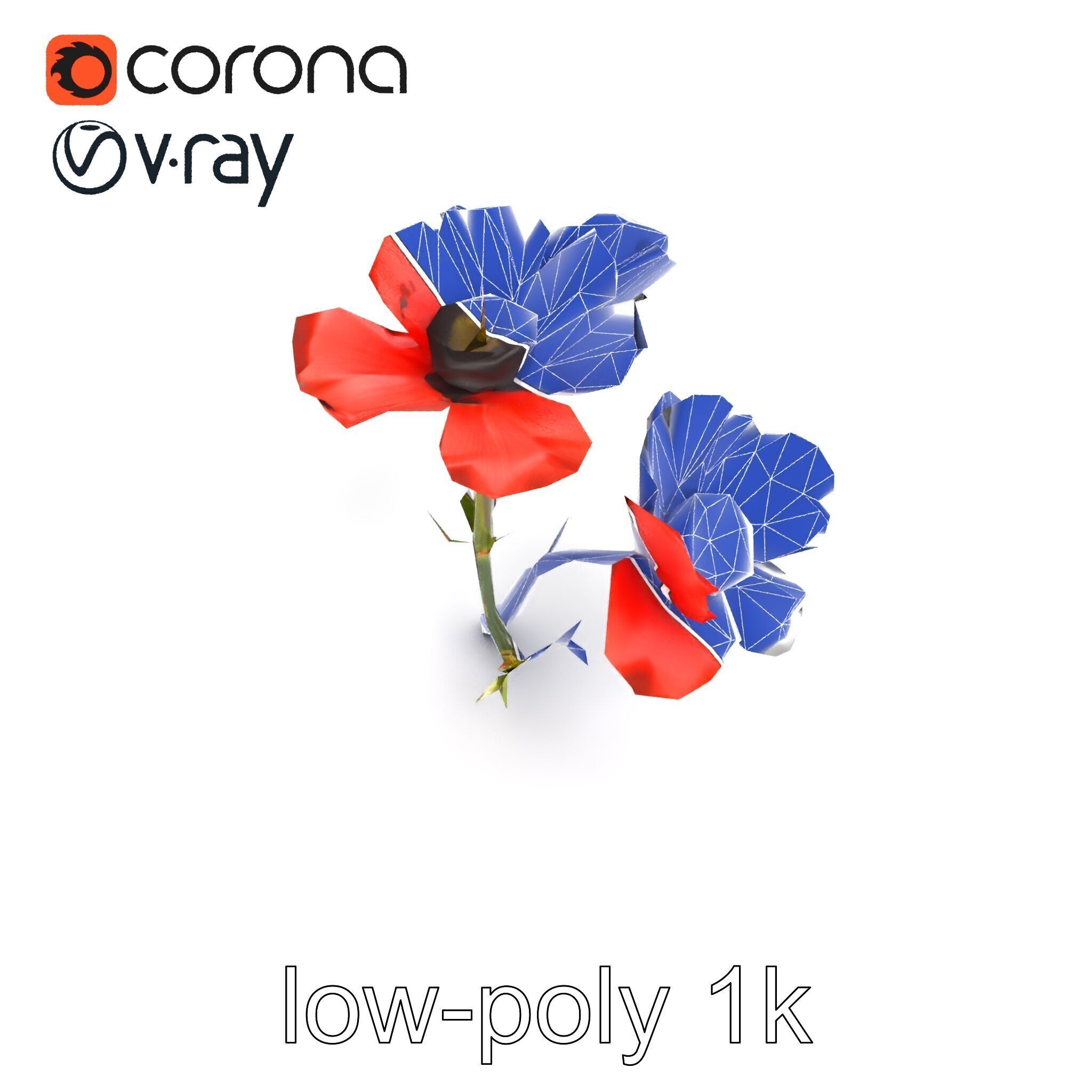 Papaver Minor Small Flower Model Pack Low-poly 3D model_18