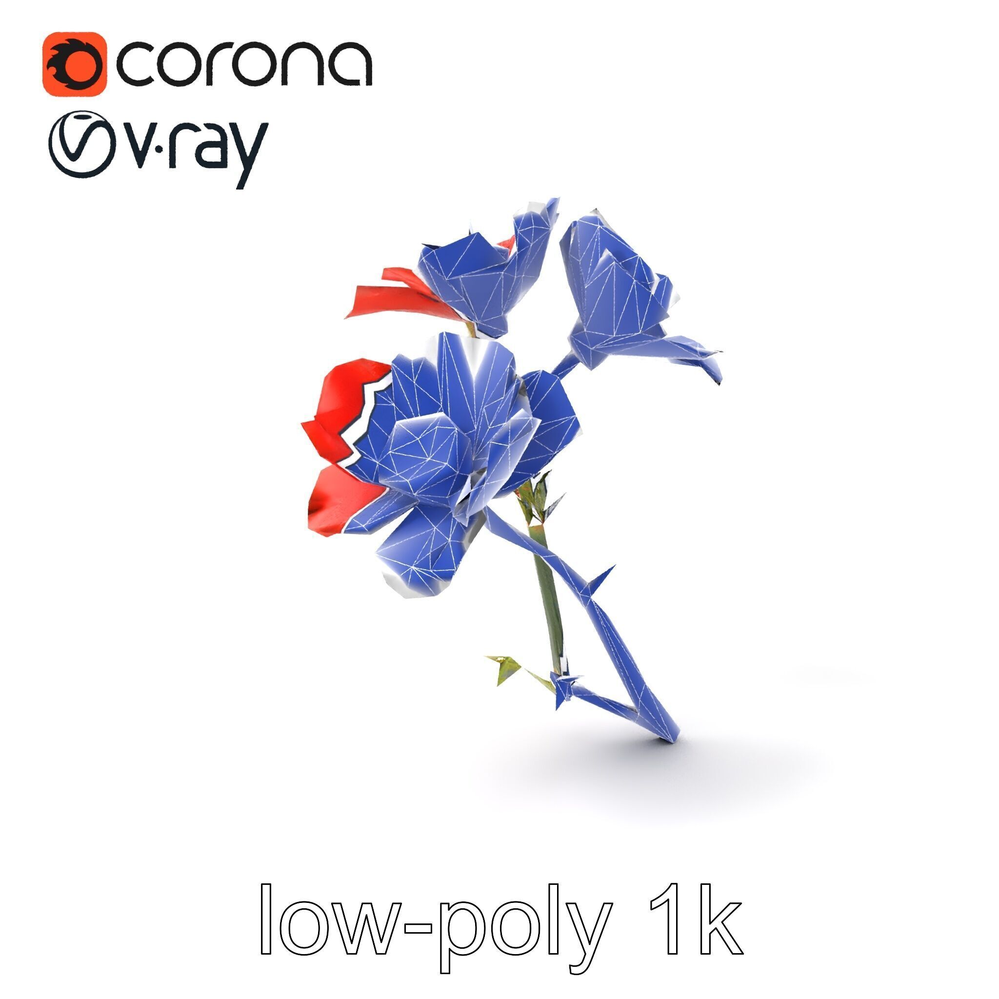 Papaver Minor Small Flower Model Pack Low-poly 3D model_6