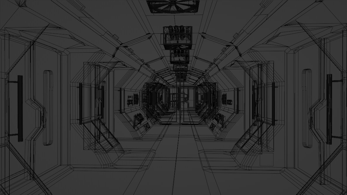 Koridor space schip 3D model_2