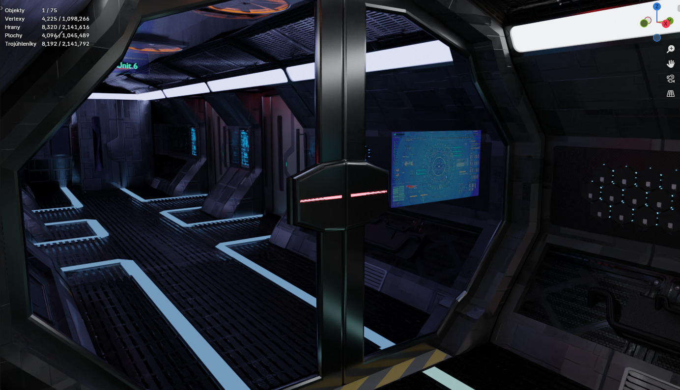 Koridor space schip 3D model_3