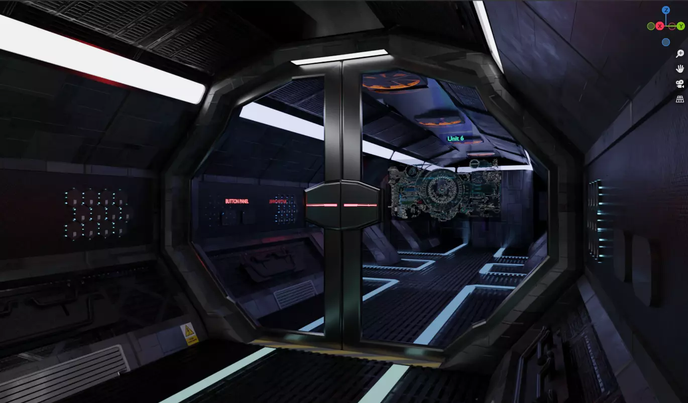 Koridor space schip 3D model_0