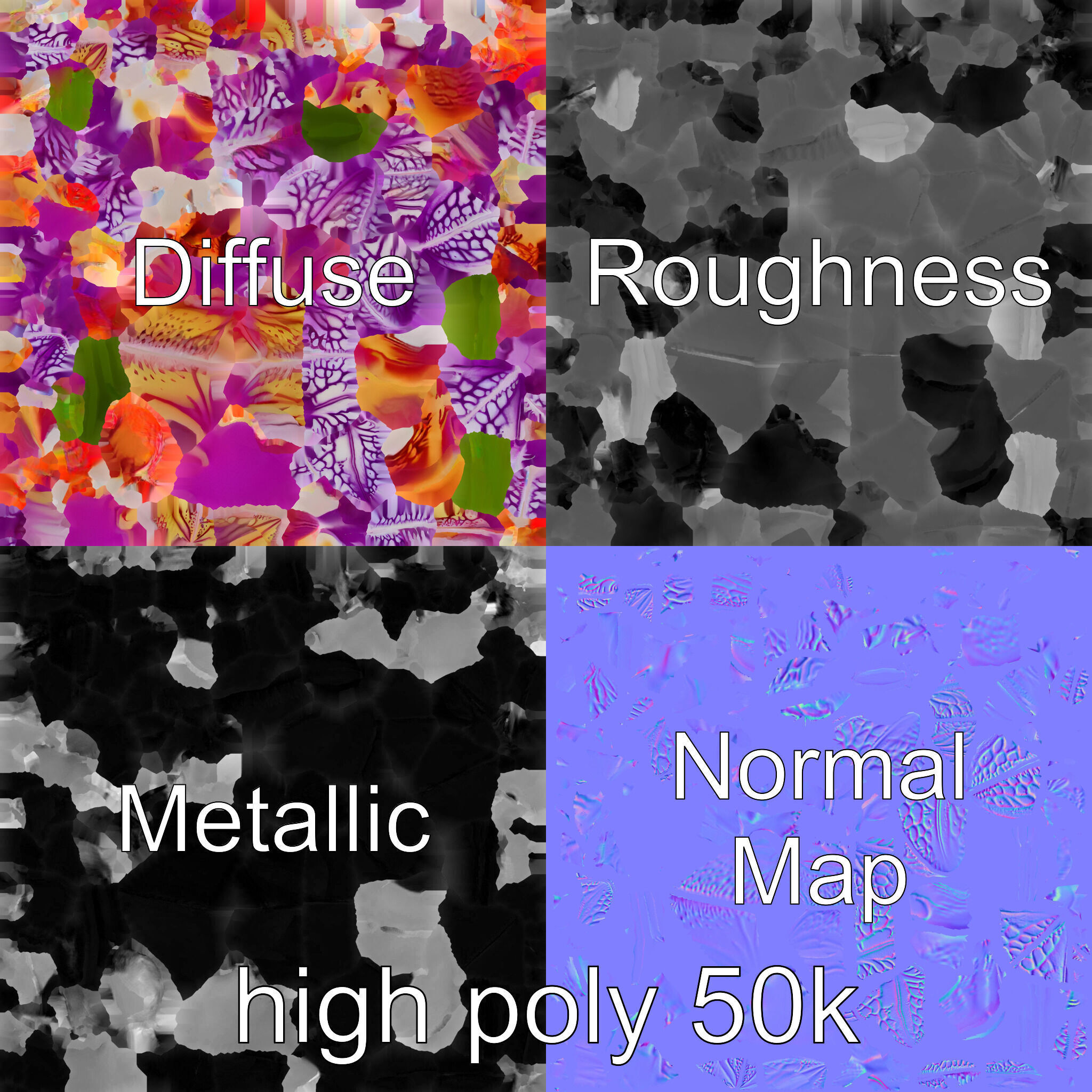 Textured Zygopetalum Orchid Floral model pack Low-poly 3D model_3