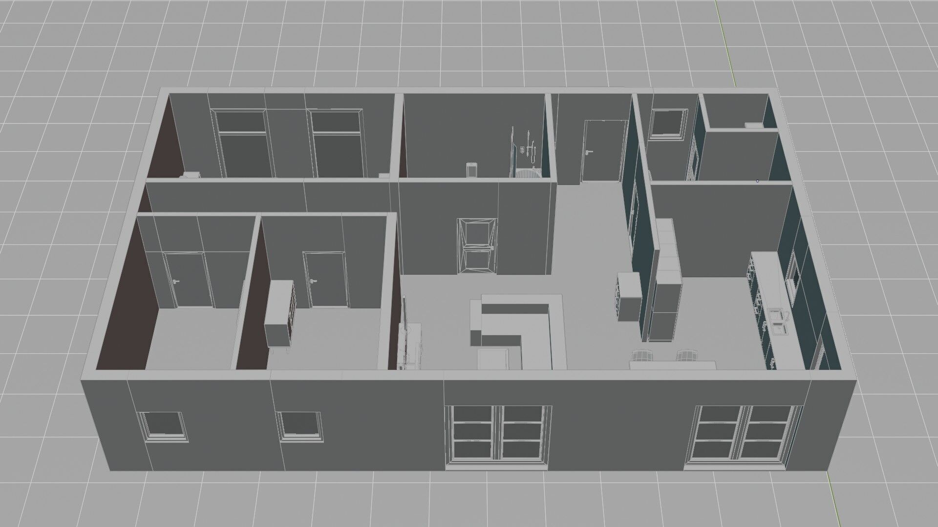 Low-Poly Interior Blockout Layout-Space Planning Model Low-poly 3D model_4