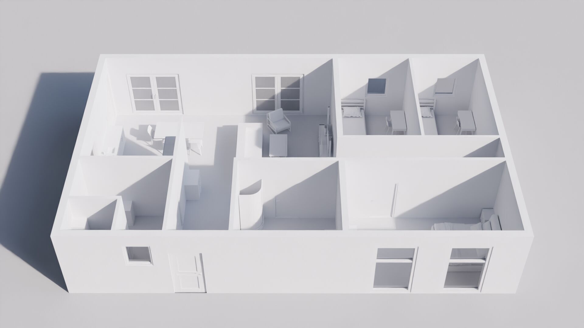Low-Poly Interior Blockout Layout-Space Planning Model Low-poly 3D model_2