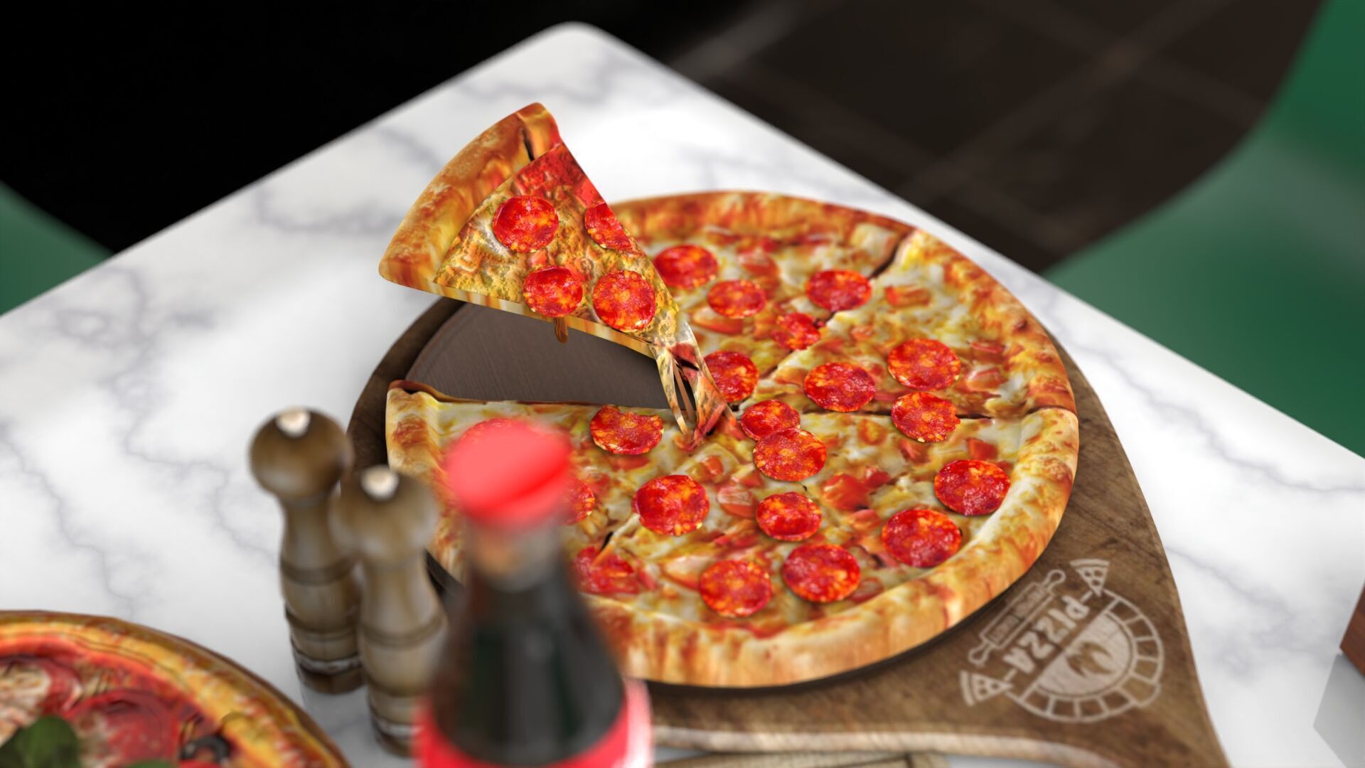 Realistic Pizza and Beverage Set  3D model_5