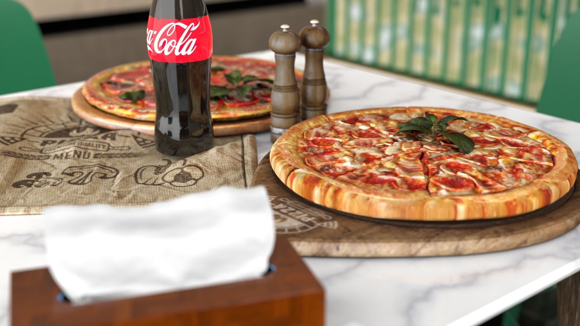 Realistic Pizza and Beverage Set  3D model_16