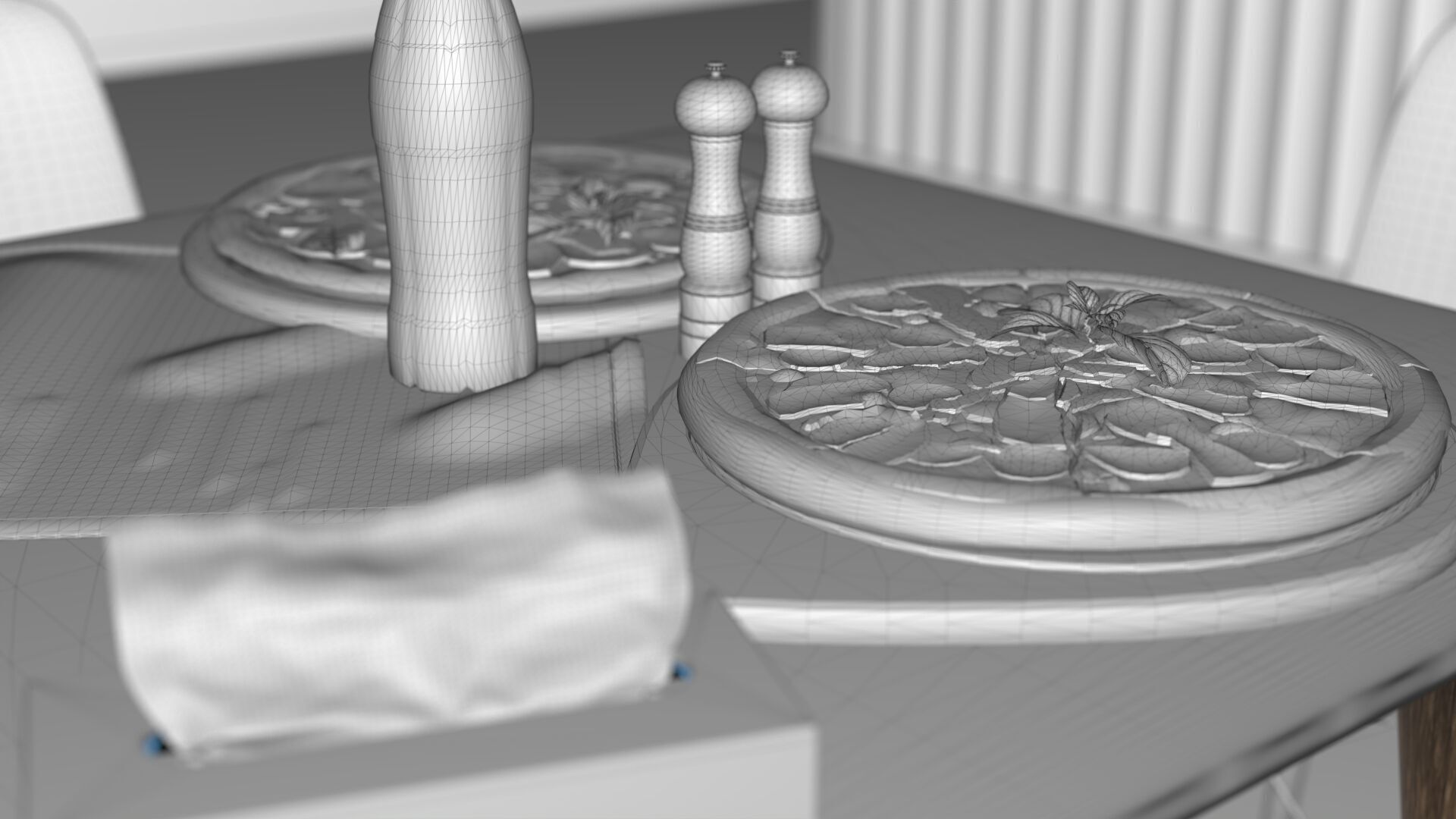 Realistic Pizza and Beverage Set  3D model_10