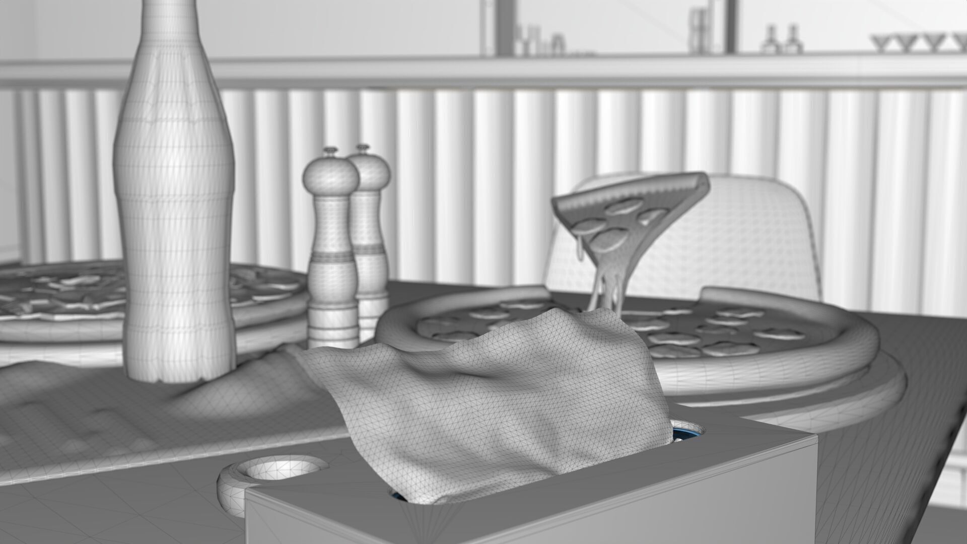 Realistic Pizza and Beverage Set  3D model_13