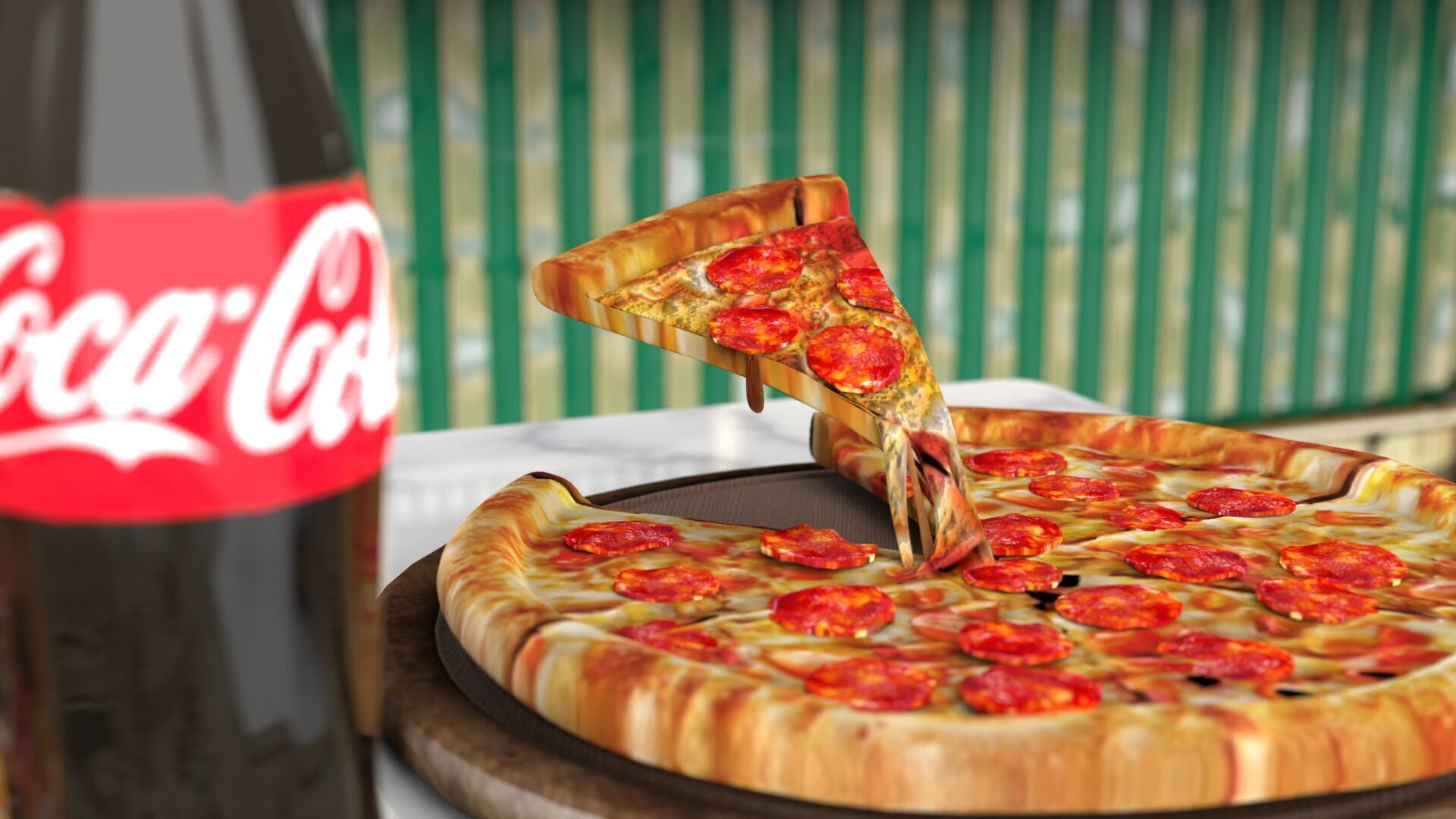 Realistic Pizza and Beverage Set  3D model_14