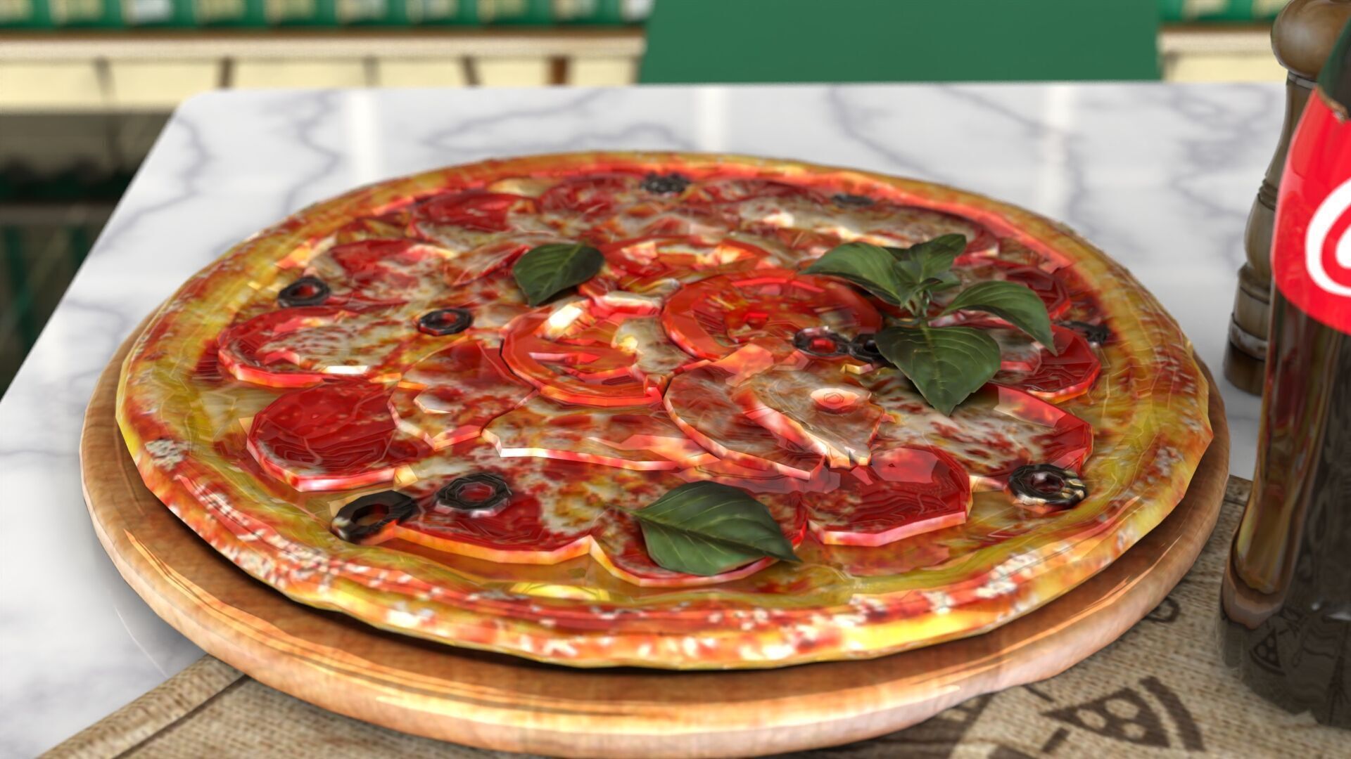 Realistic Pizza and Beverage Set  3D model_12