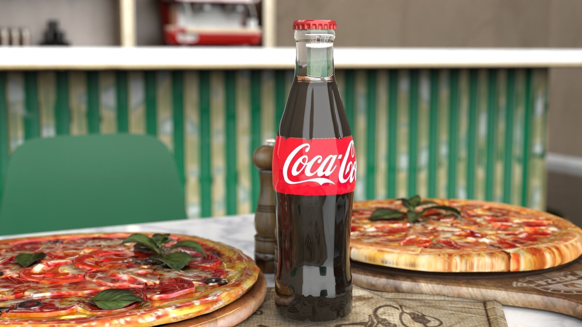 Realistic Pizza and Beverage Set  3D model_17