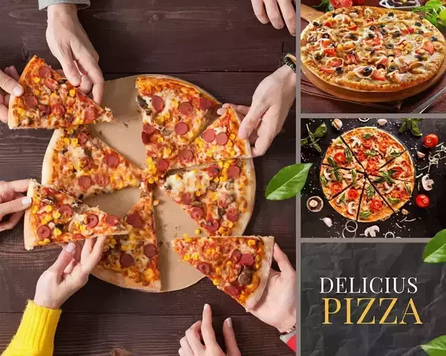 Realistic Pizza and Beverage Set  3D model