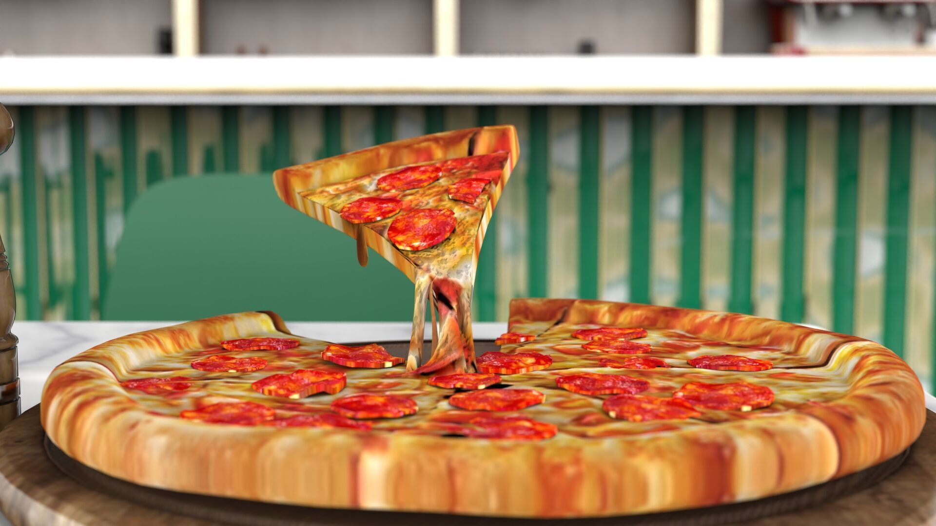 Realistic Pizza and Beverage Set  3D model_3