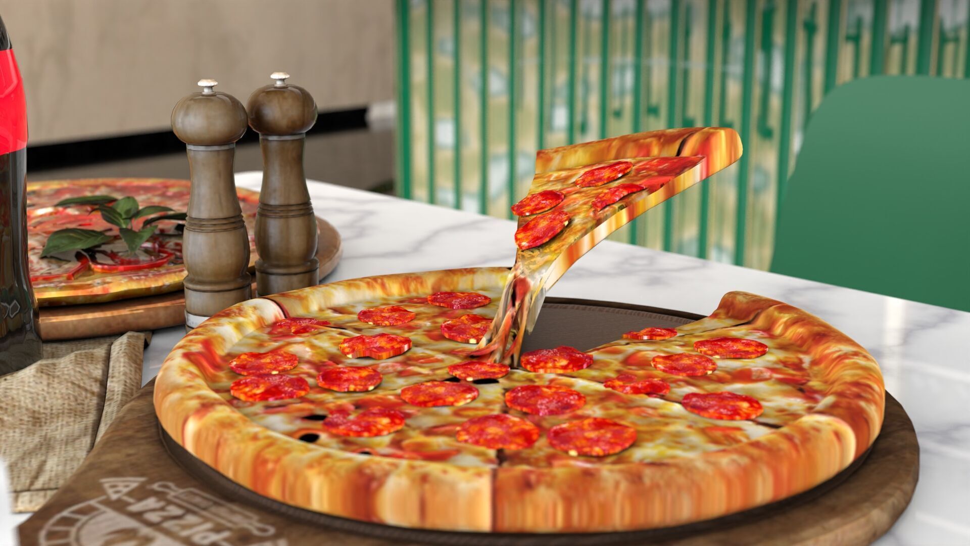 Realistic Pizza and Beverage Set  3D model_20