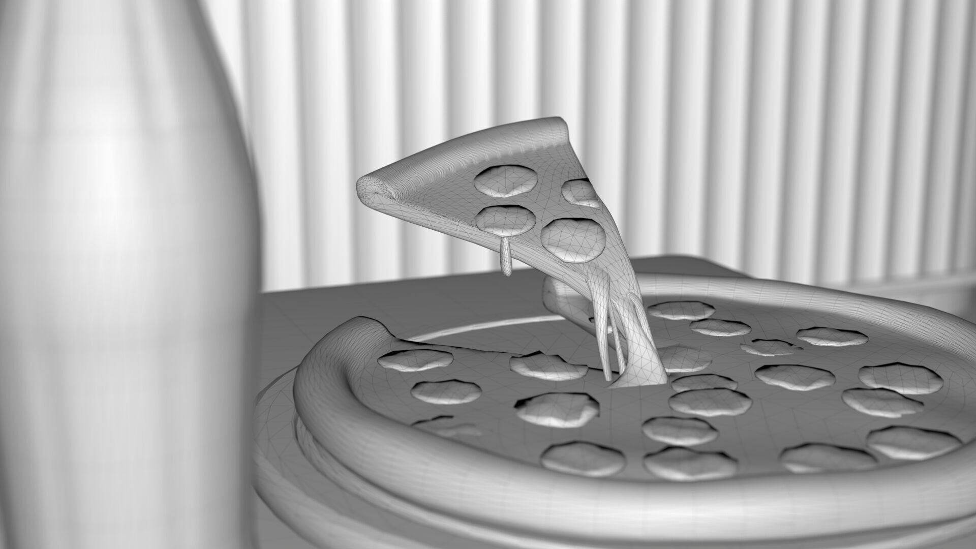 Realistic Pizza and Beverage Set  3D model_9