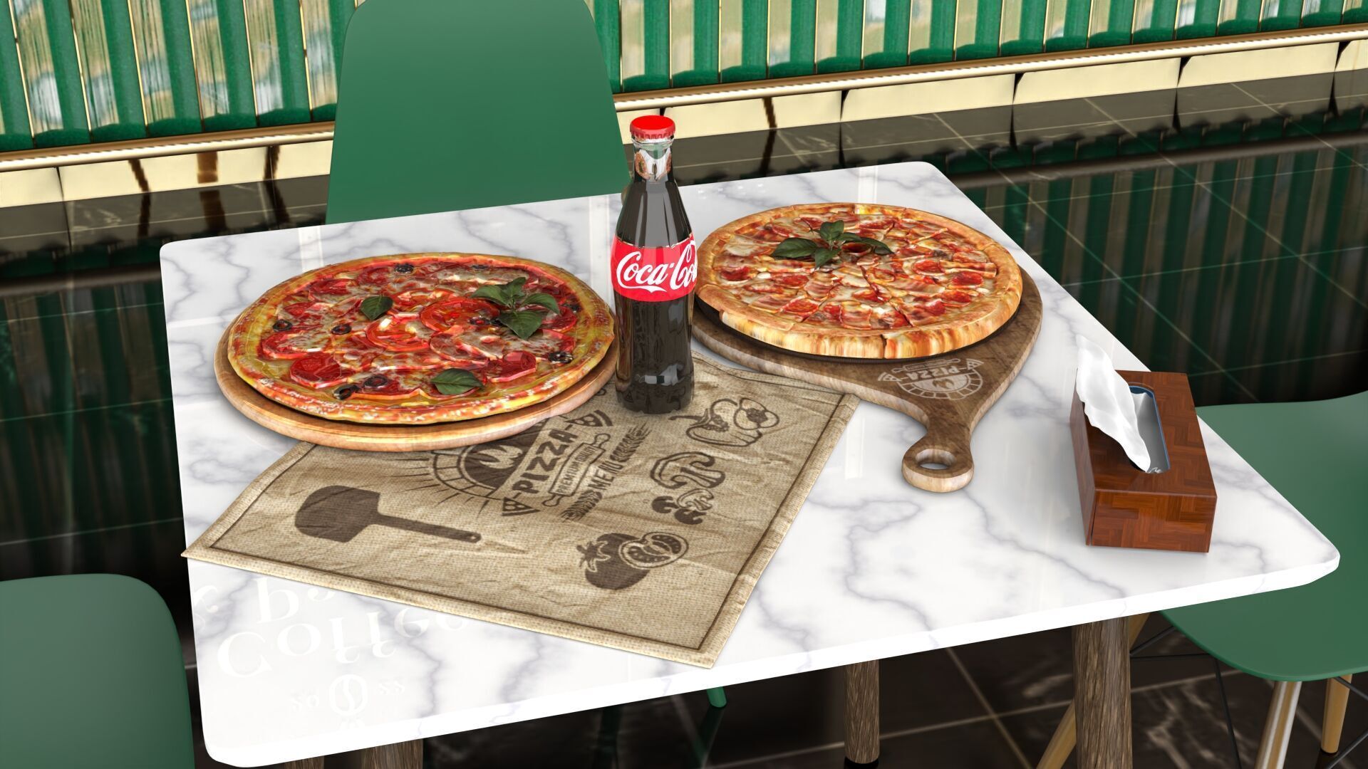 Realistic Pizza and Beverage Set  3D model_19