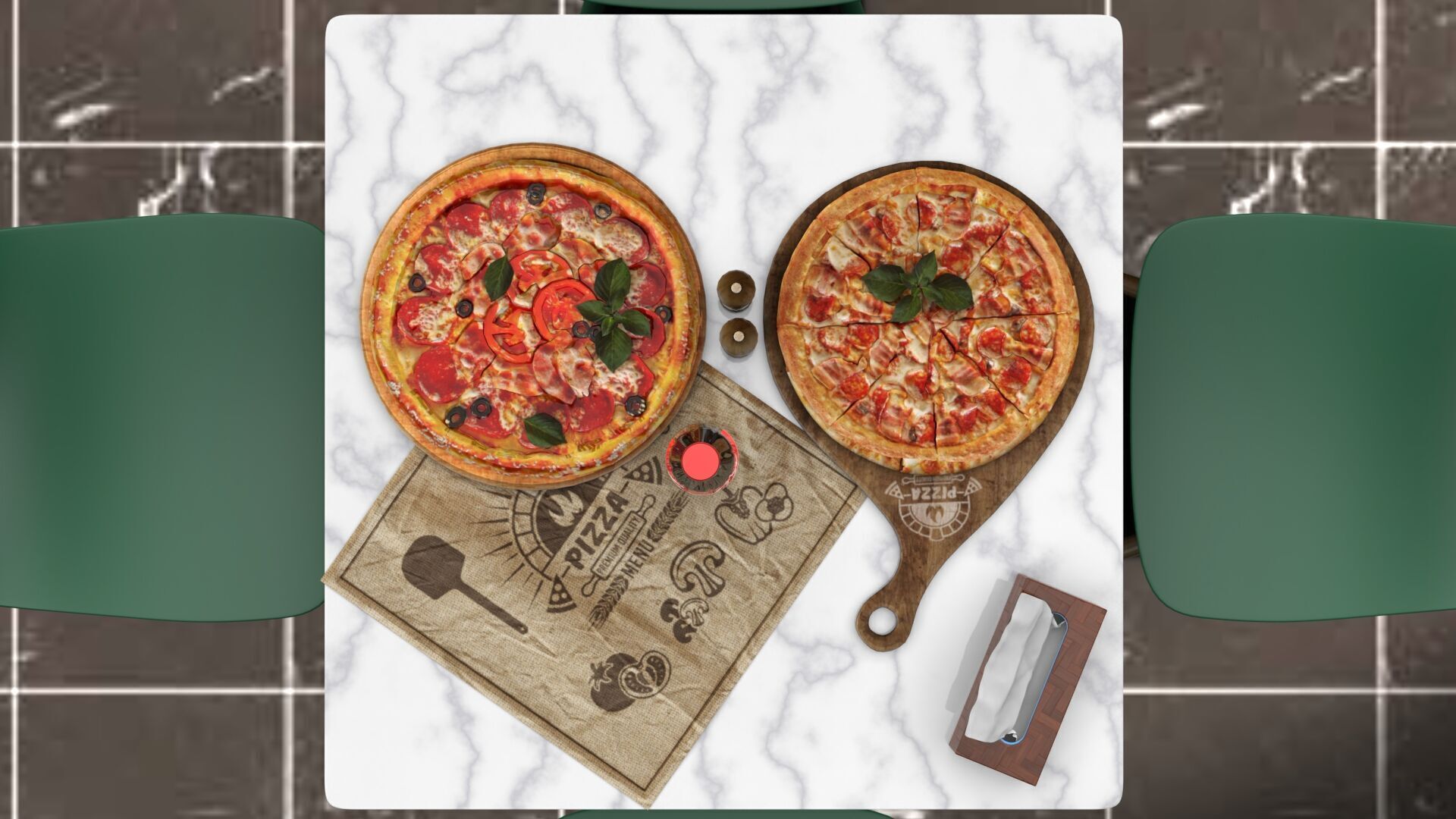 Realistic Pizza and Beverage Set  3D model_18