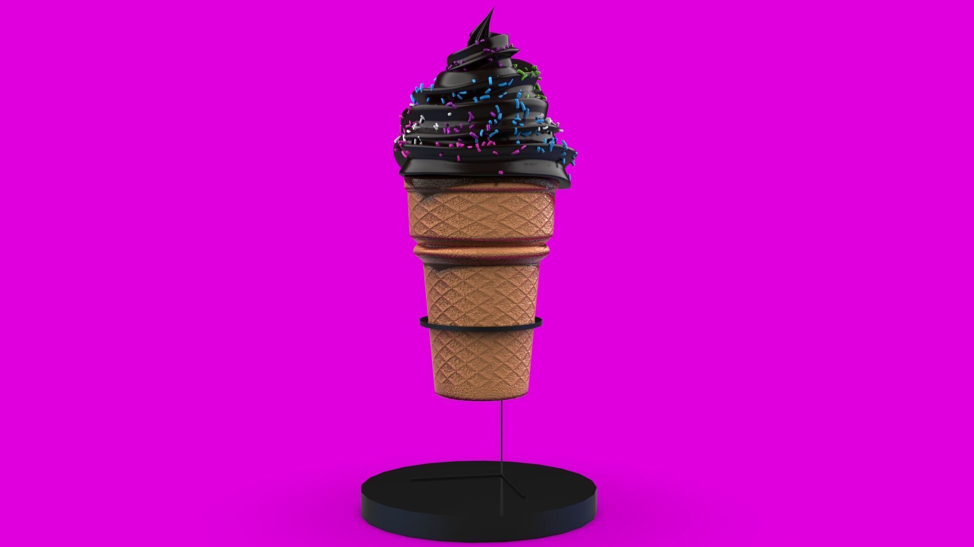 Realistic Ice Cream Cone Set Low-poly 3D model_10