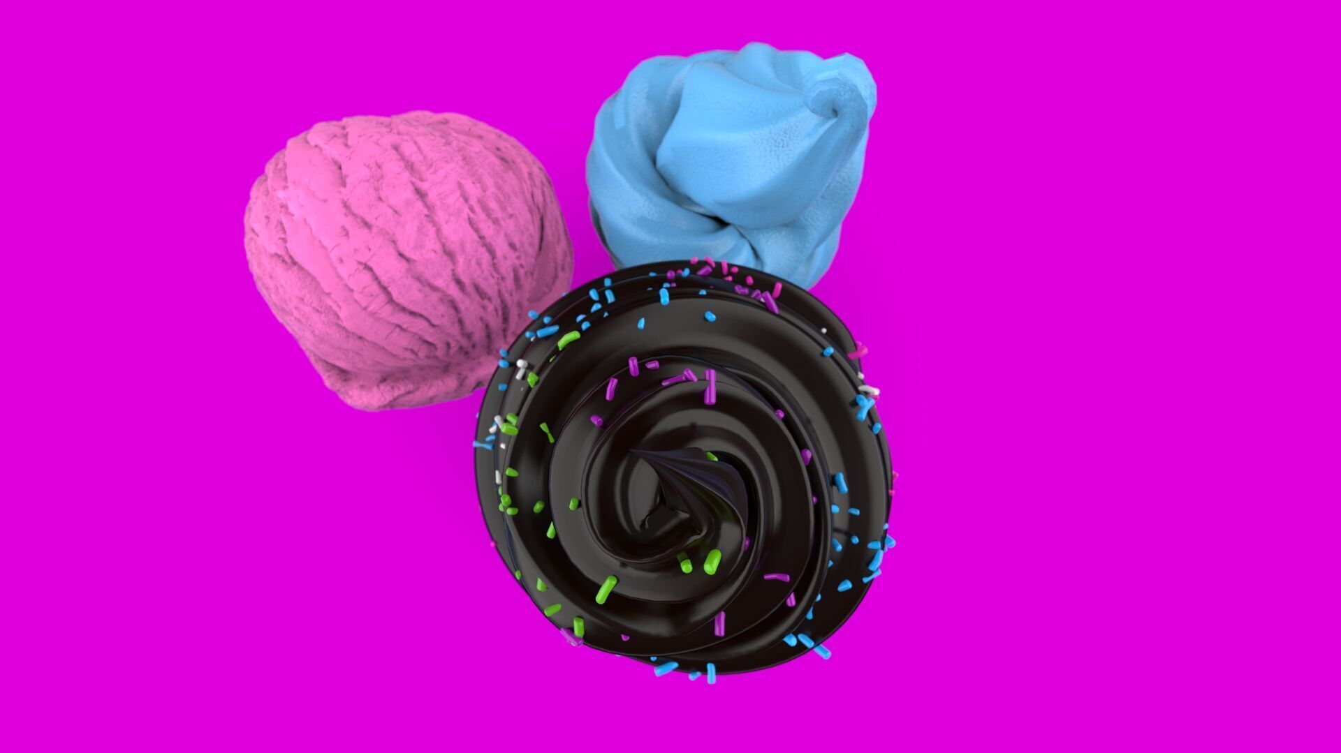 Realistic Ice Cream Cone Set Low-poly 3D model_7