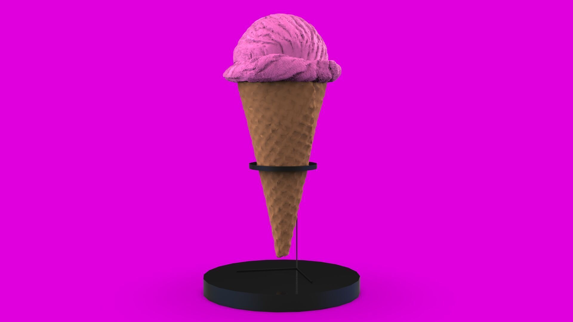 Realistic Ice Cream Cone Set Low-poly 3D model_9