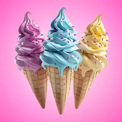Realistic Ice Cream Cone Set Low-poly 3D model