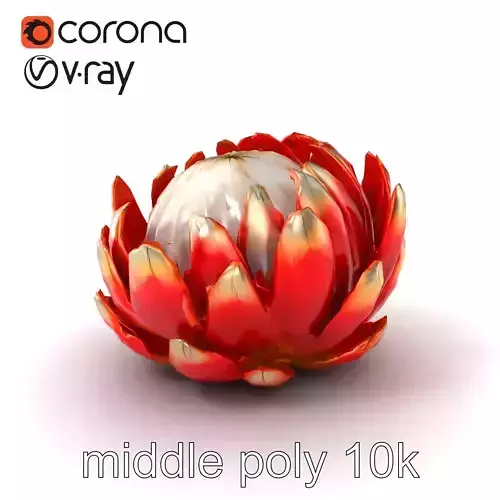 Silvery-Tipped Protea Flower model pack Low-poly 3D model