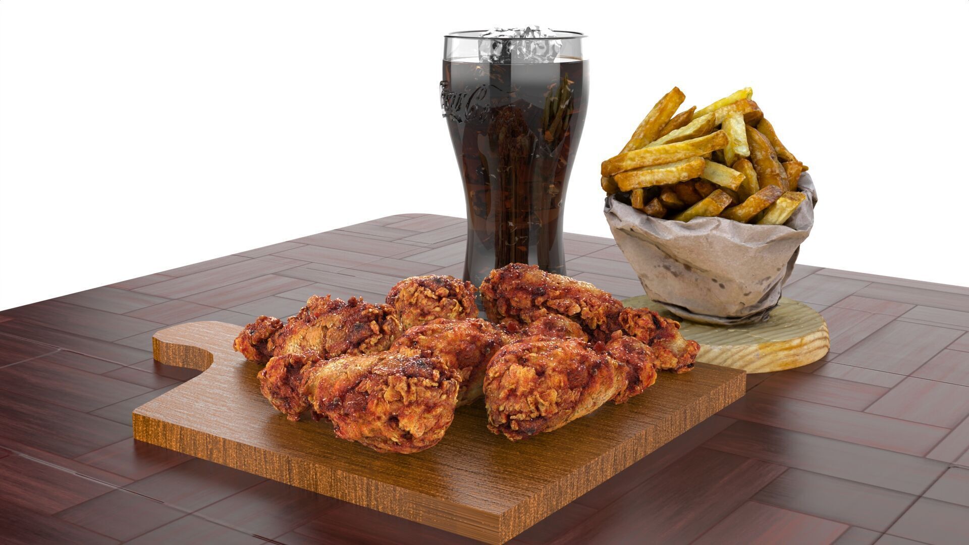 Realistic Fried Chicken Meal 3D model_12