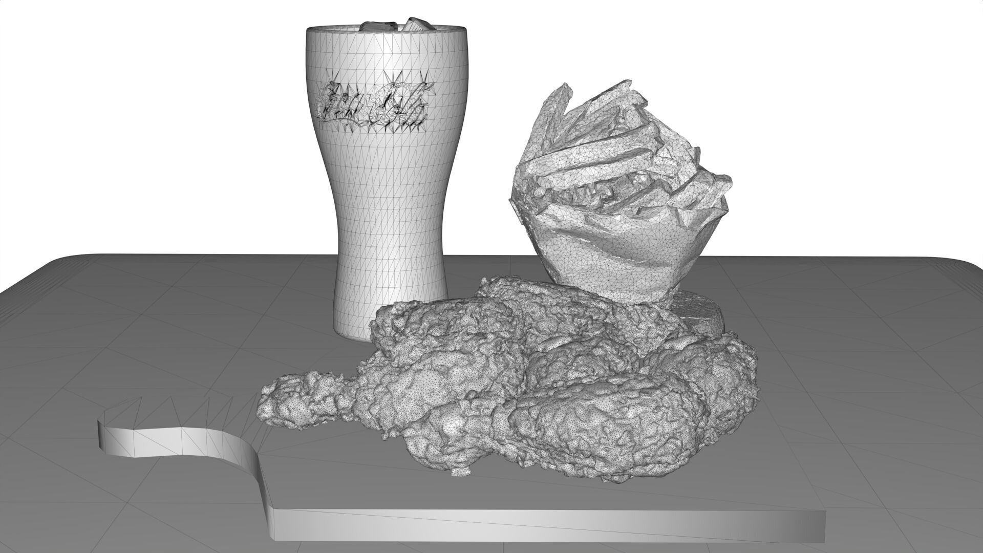 Realistic Fried Chicken Meal 3D model_9
