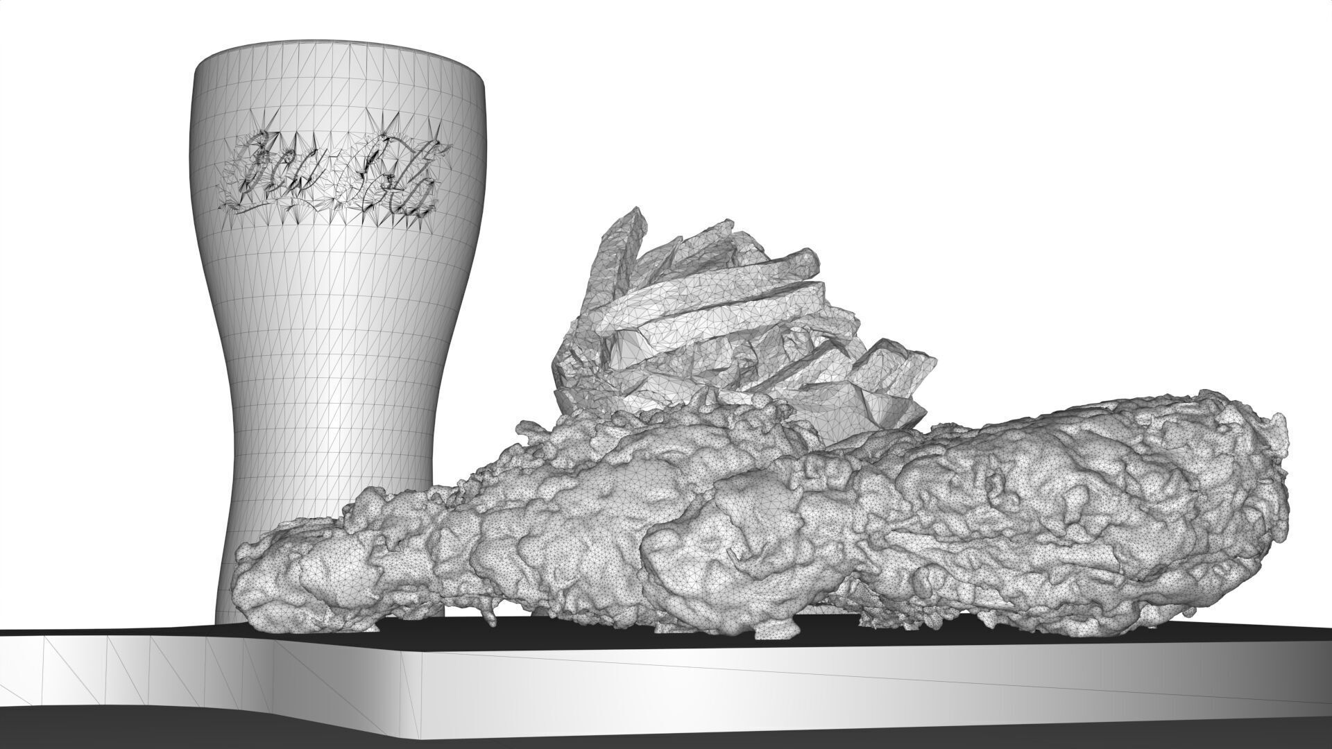 Realistic Fried Chicken Meal 3D model_11