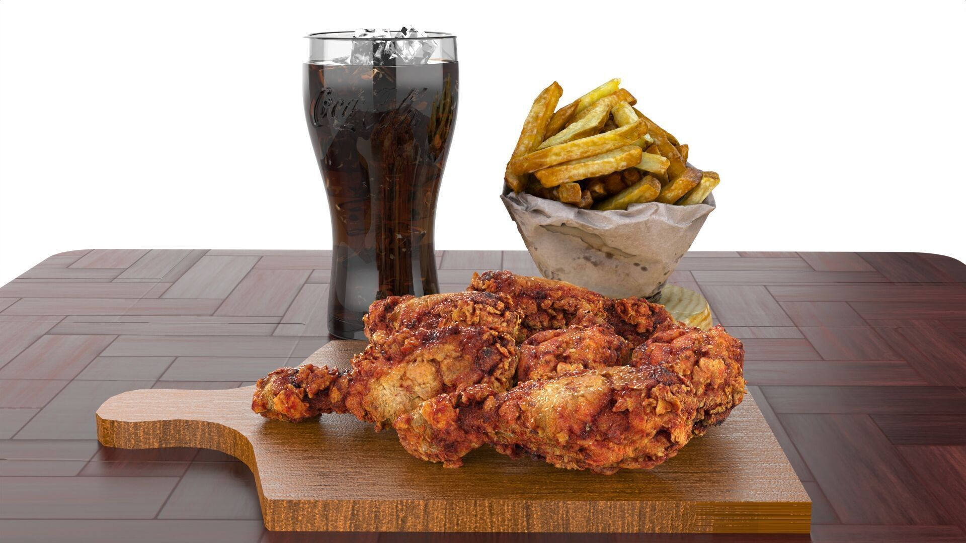 Realistic Fried Chicken Meal 3D model_1