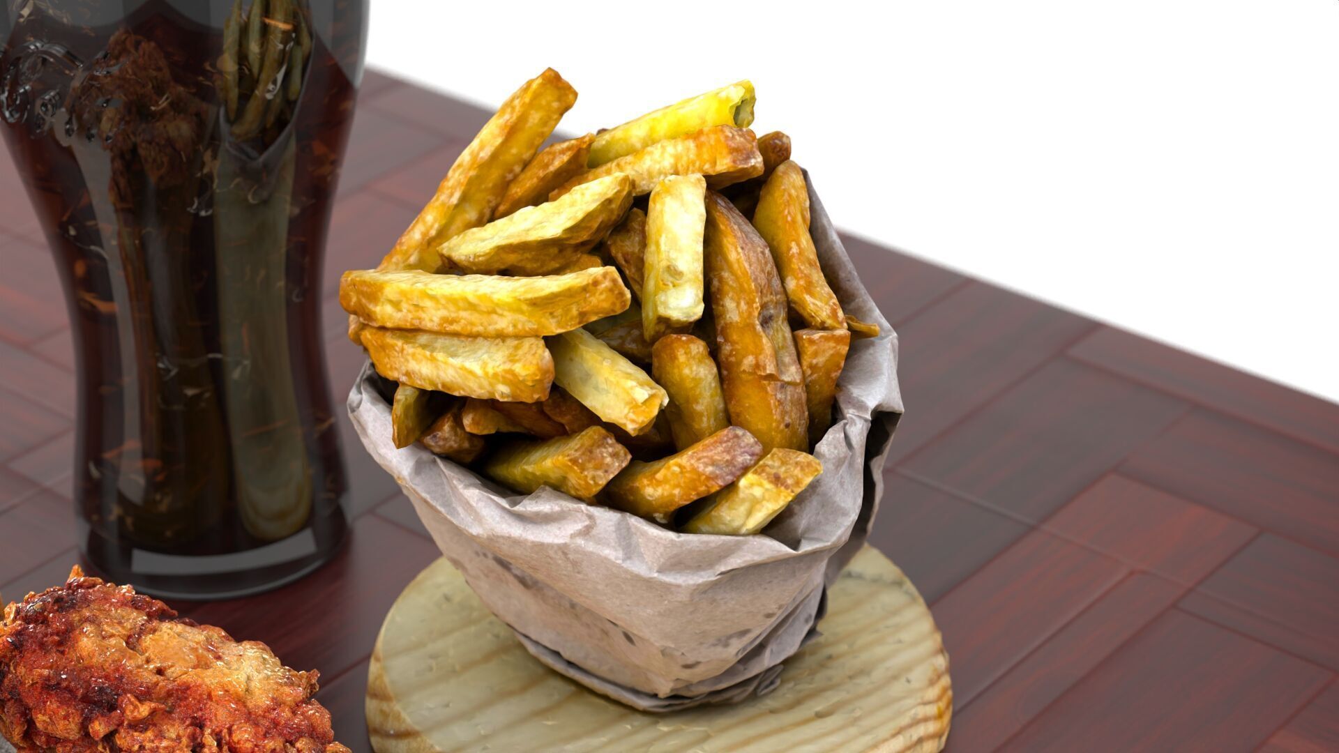 Realistic Fried Chicken Meal 3D model_7