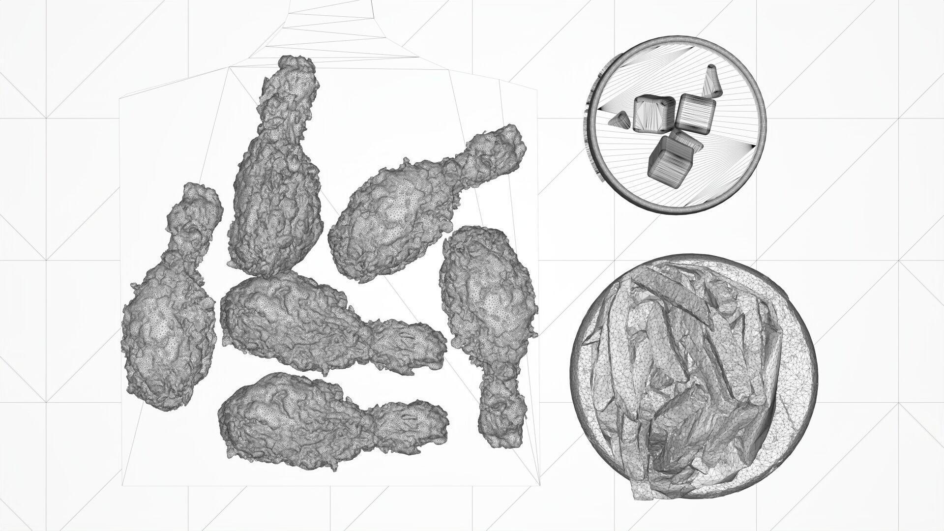 Realistic Fried Chicken Meal 3D model_13