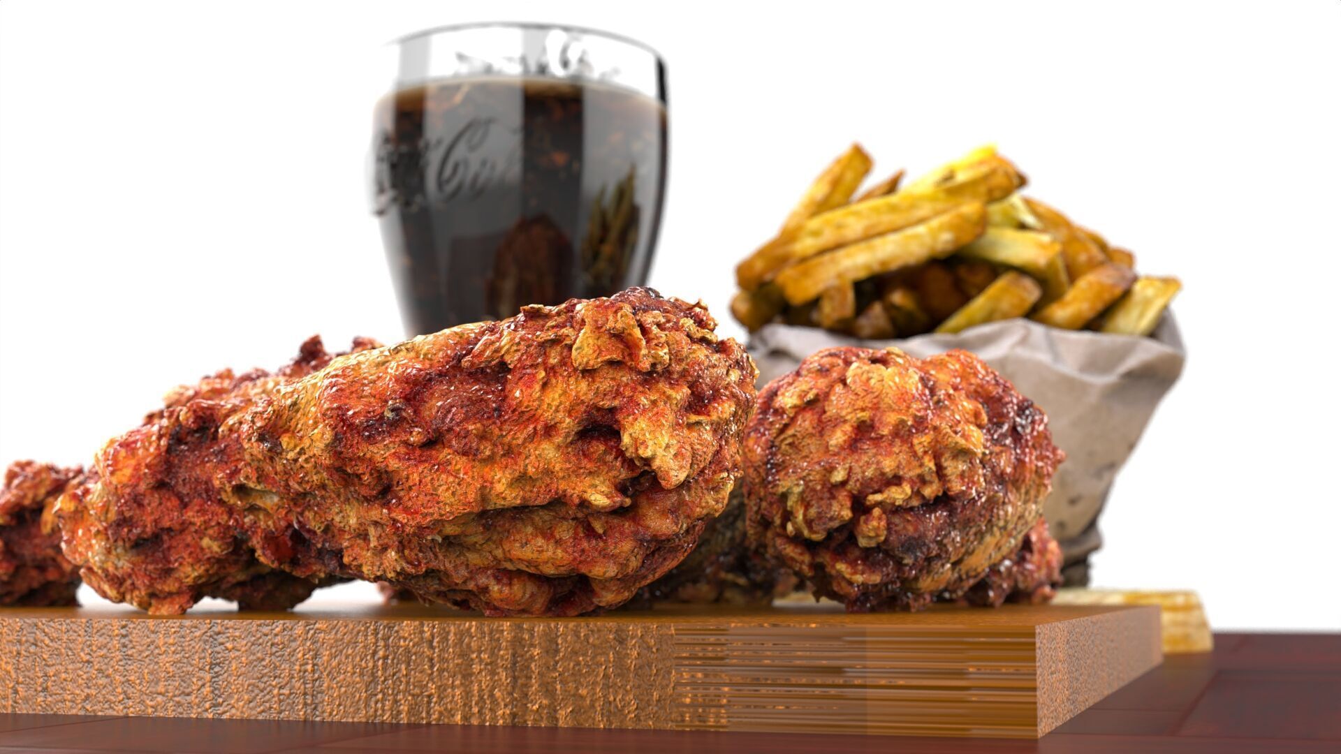 Realistic Fried Chicken Meal 3D model_6