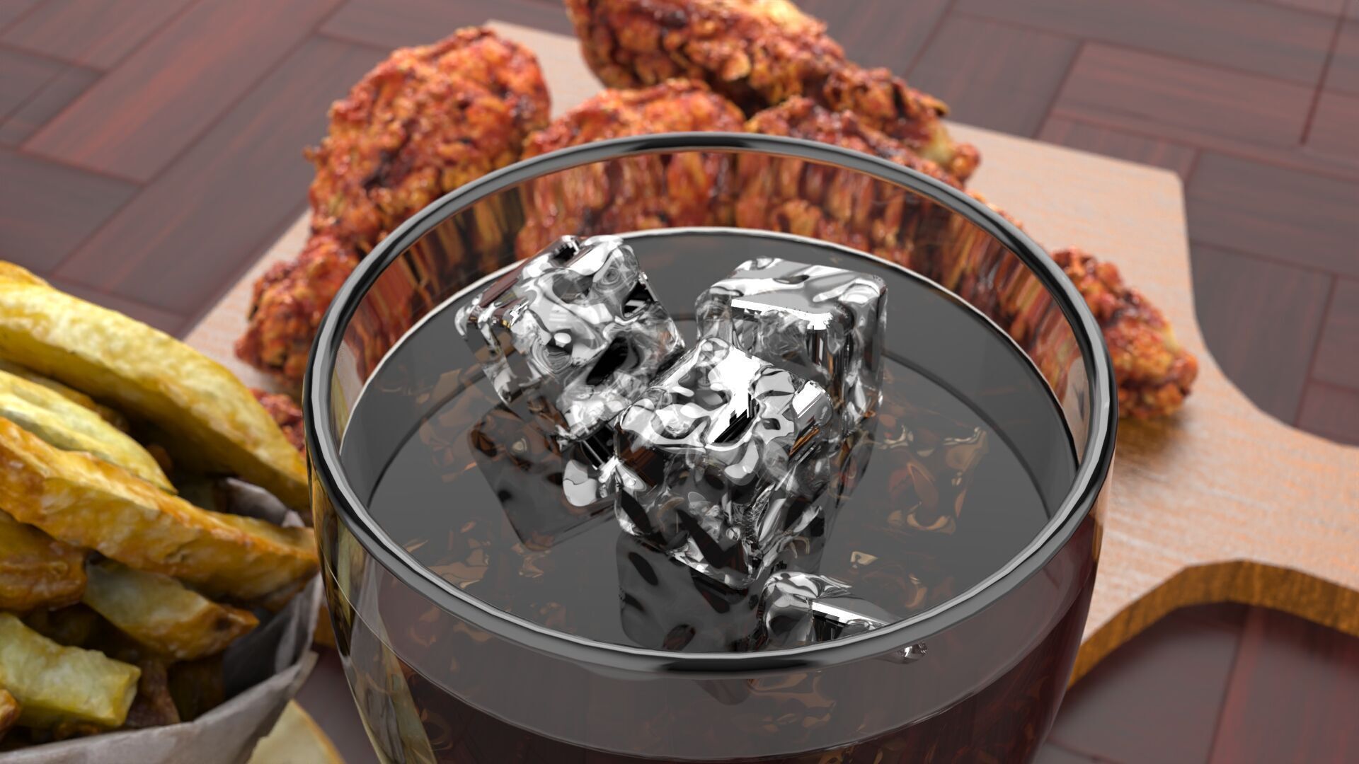 Realistic Fried Chicken Meal 3D model_17