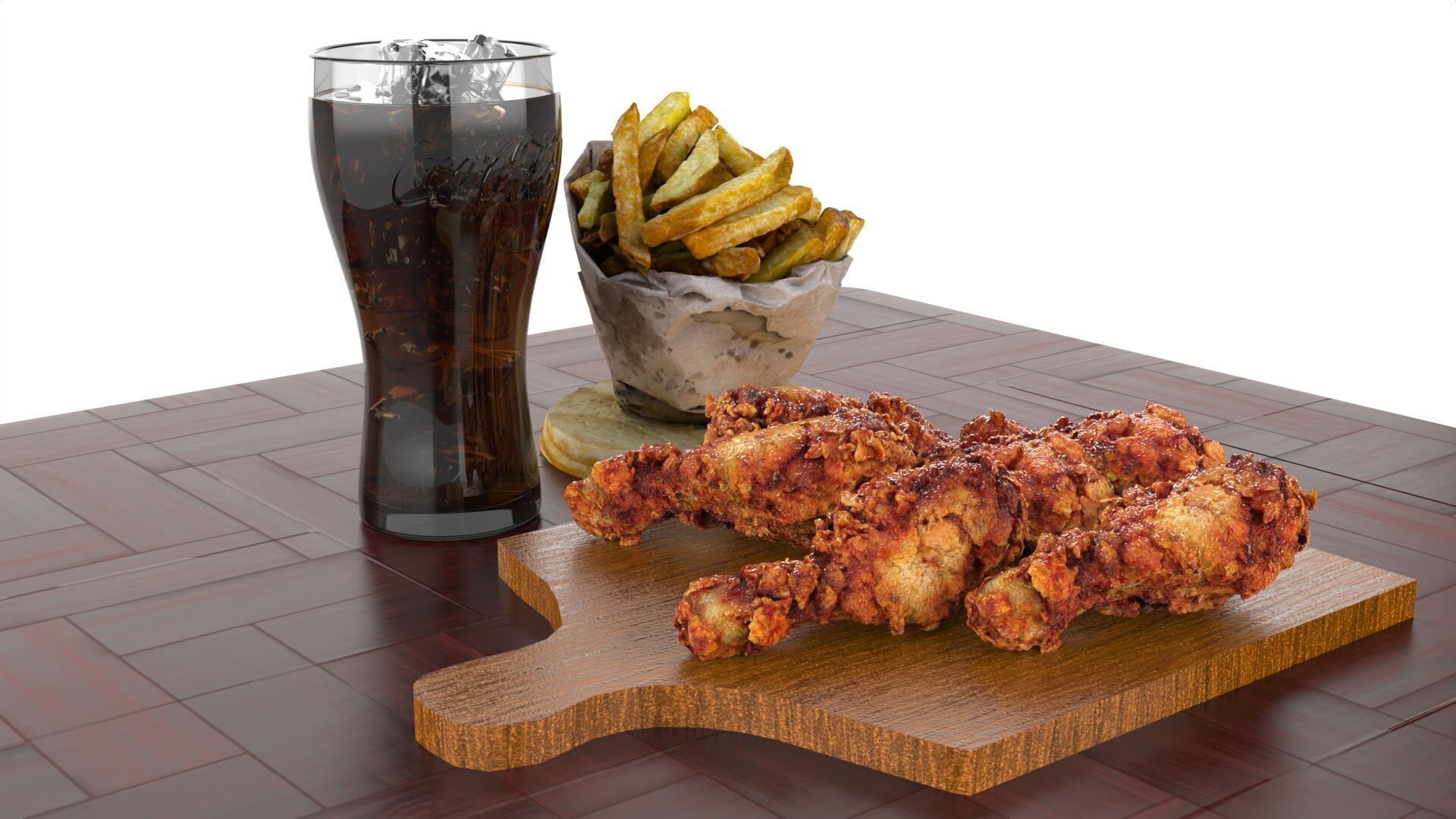Realistic Fried Chicken Meal 3D model_14