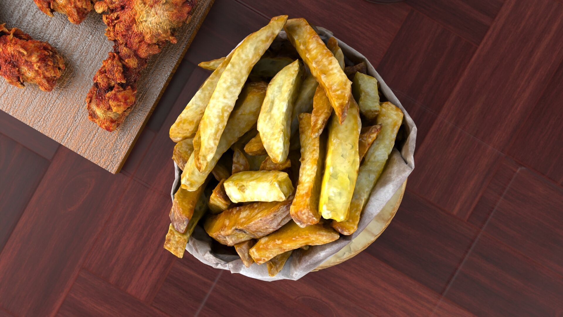 Realistic Fried Chicken Meal 3D model_3