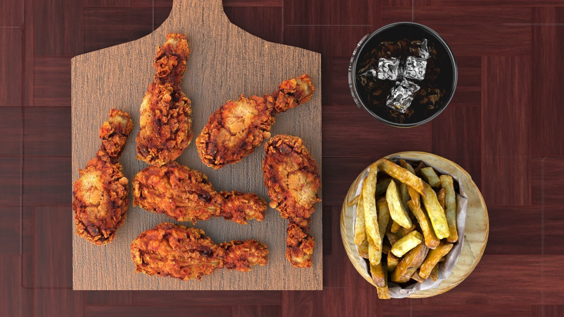 Realistic Fried Chicken Meal 3D model_19