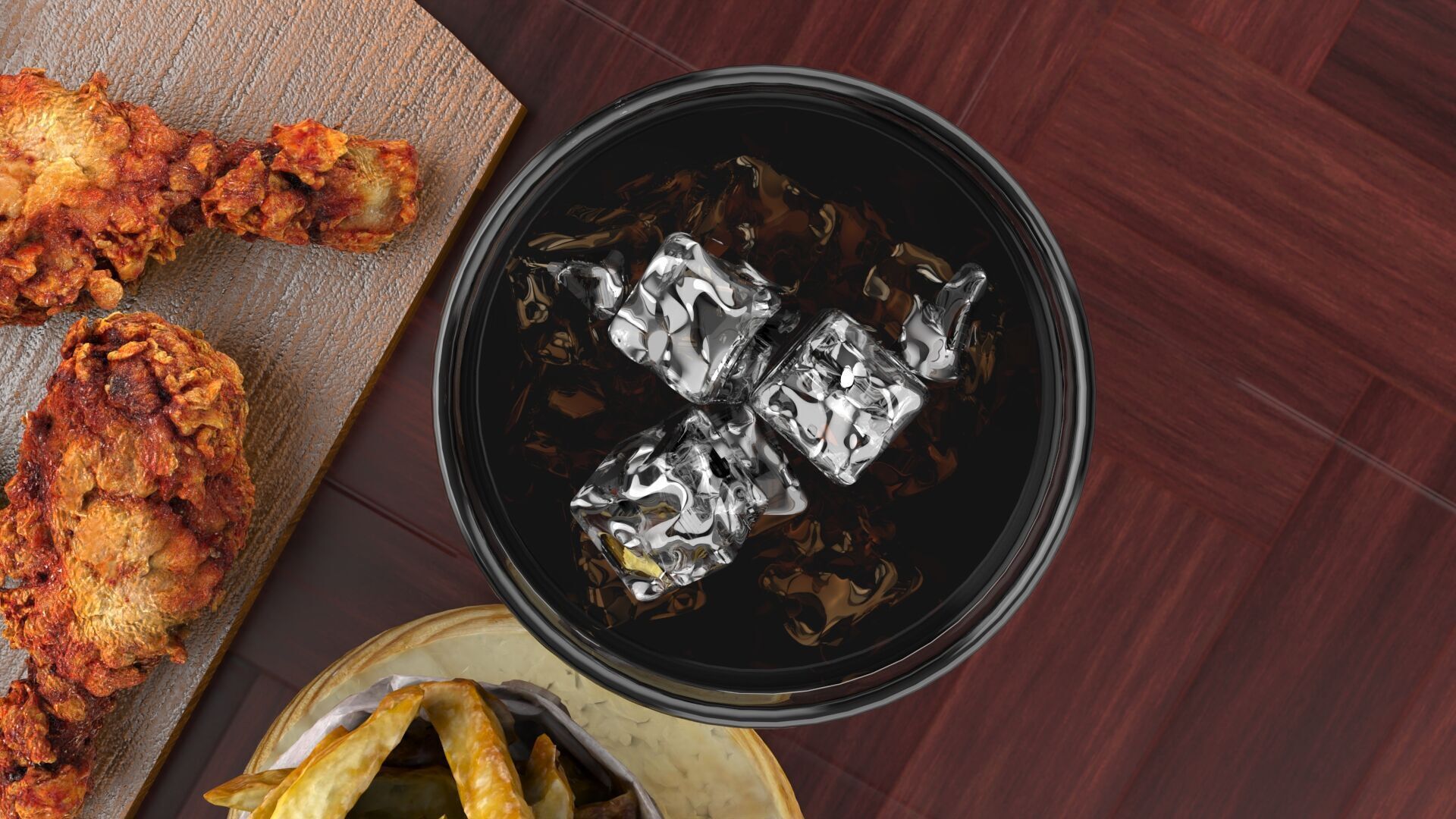 Realistic Fried Chicken Meal 3D model_2