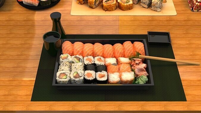 Realistic Sushi Platter 3D model 5