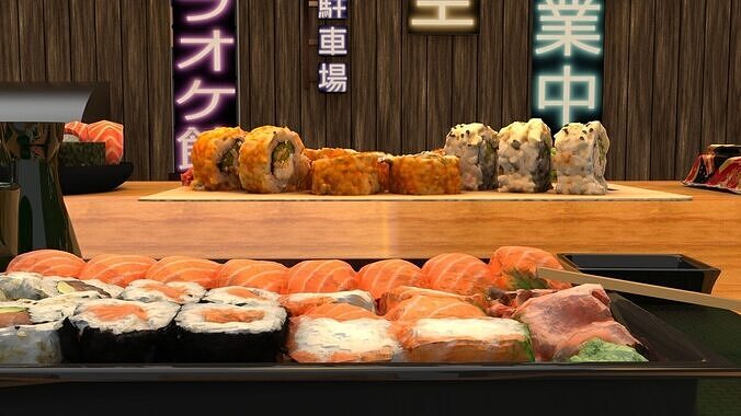Realistic Sushi Platter 3D model 6