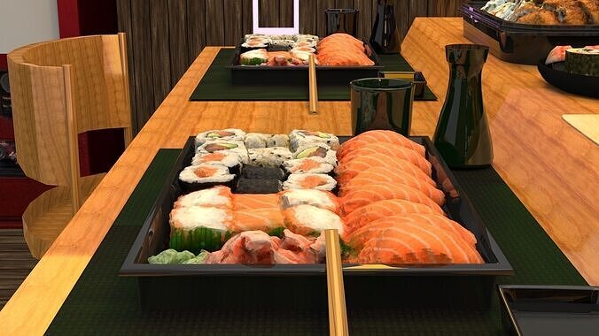 Realistic Sushi Platter 3D model 4