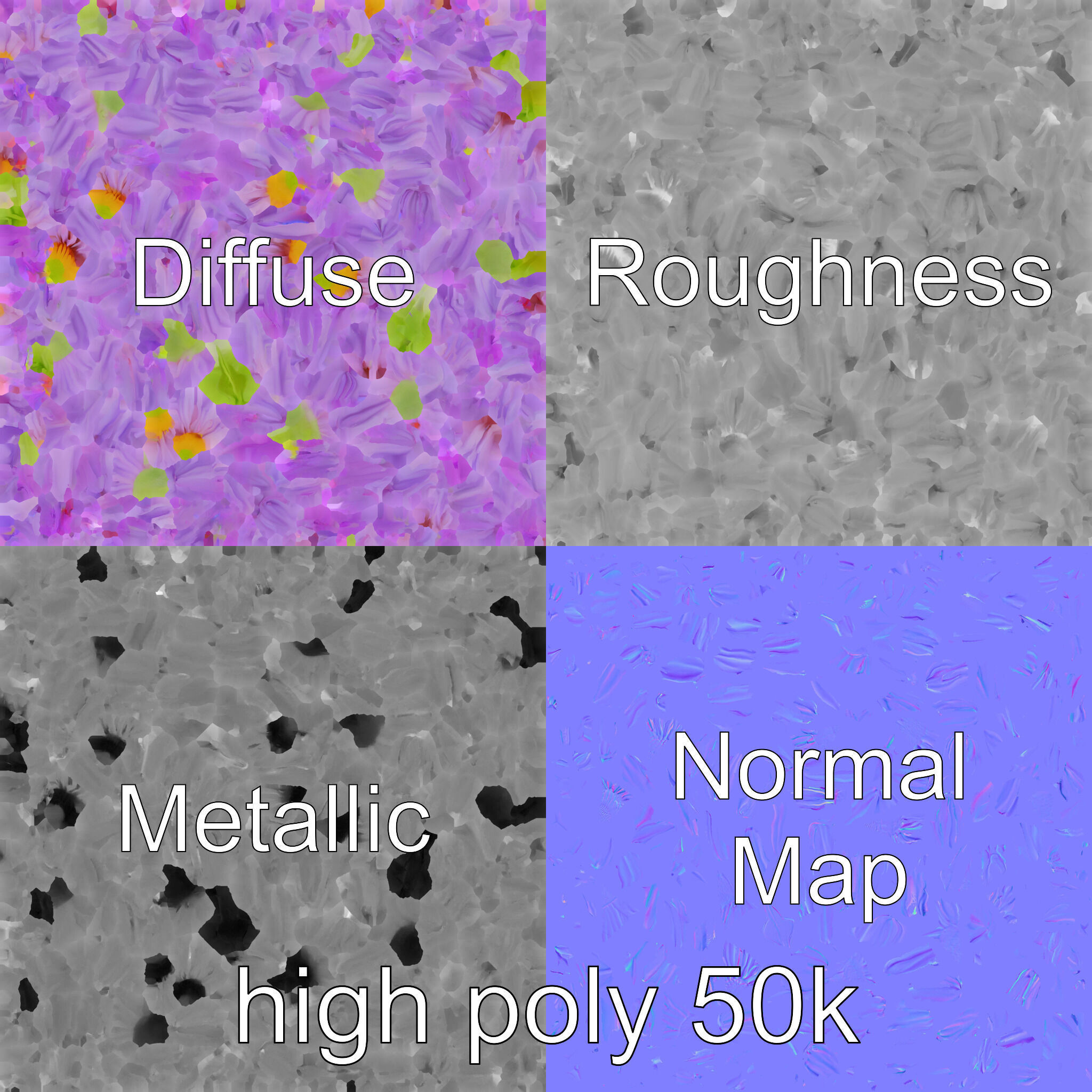 Leucanthemum Purple Flower Realistic model pack Low-poly 3D model_3