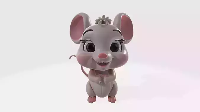 Cute Cartoon Mouse High Poly