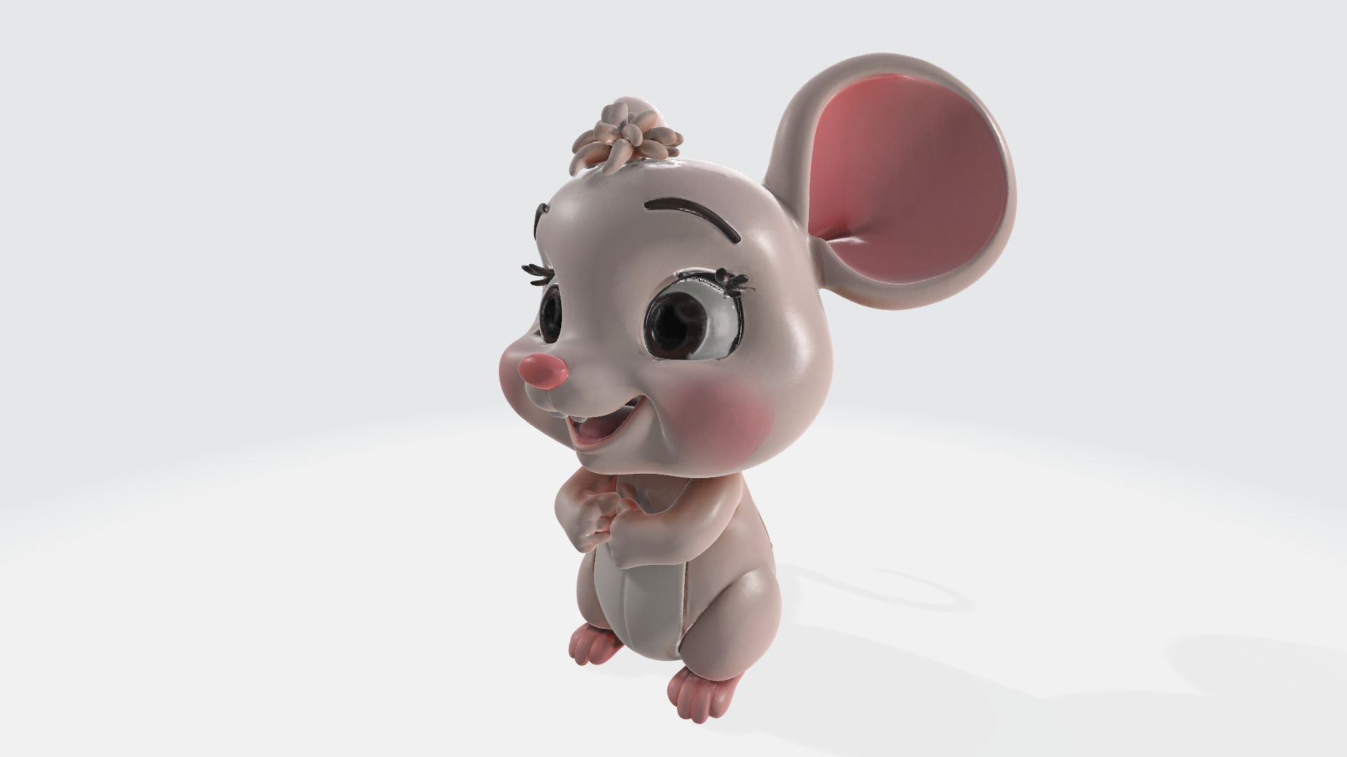 Cute Cartoon Mouse High Poly 3D model_1