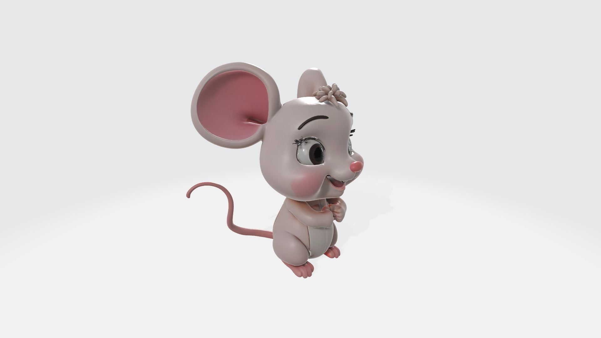 Cute Cartoon Mouse High Poly 3D model_7
