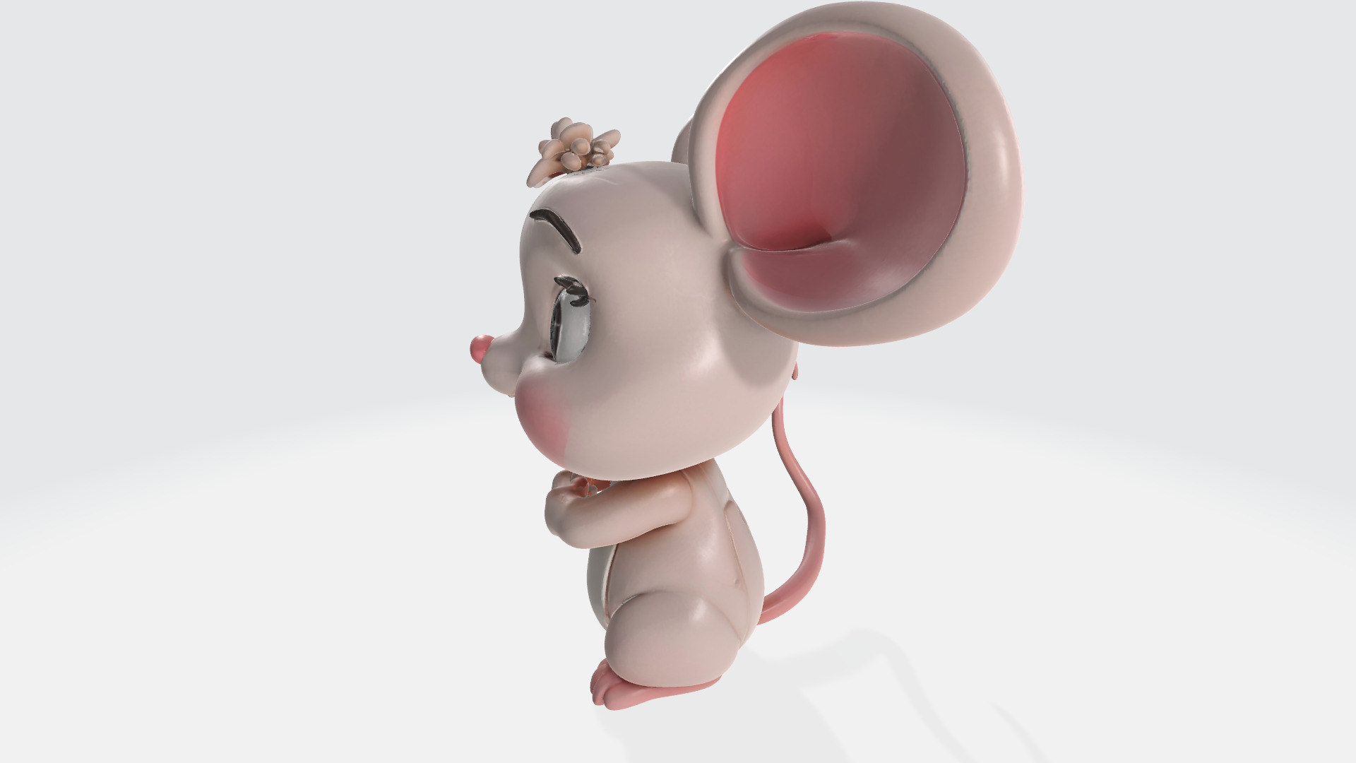Cute Cartoon Mouse High Poly 3D model_2